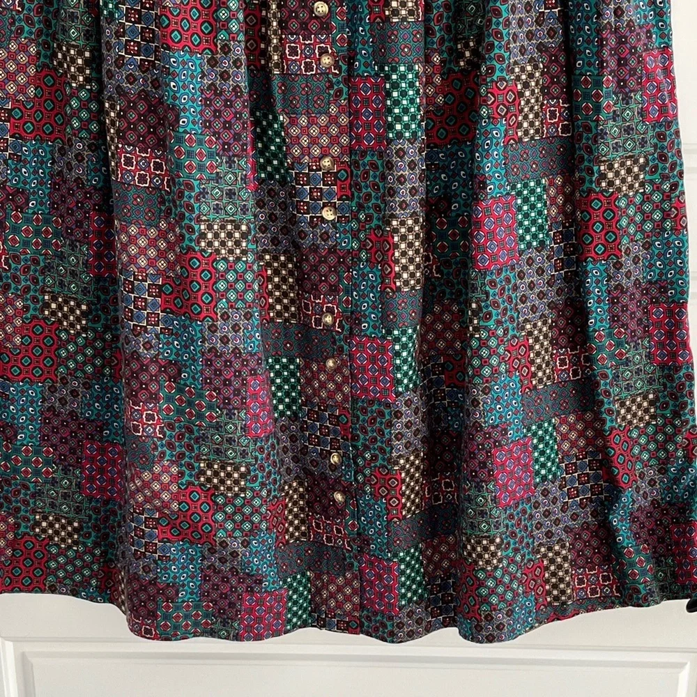 Vintage David Brooks Women’s Cotton Patchwork Maxi Skirt Size 14 Academia Preppy